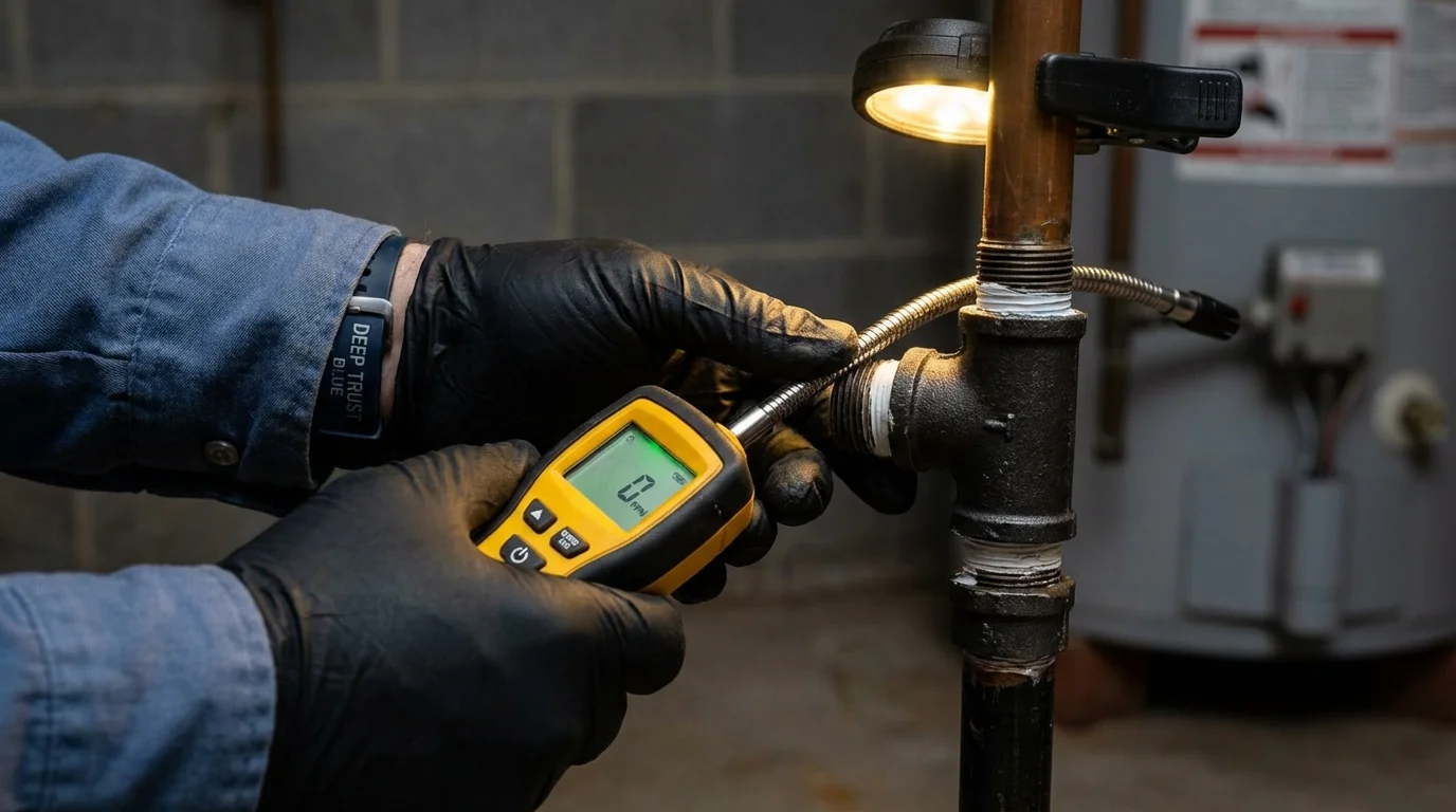 Gas leak detection with electronic sniffer by Johns Plumbing LLC in Astatula