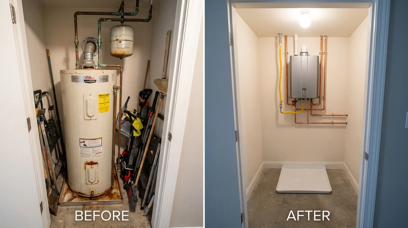 Tank water heater versus wall-mounted tankless unit comparison for Astatula, FL homeowners